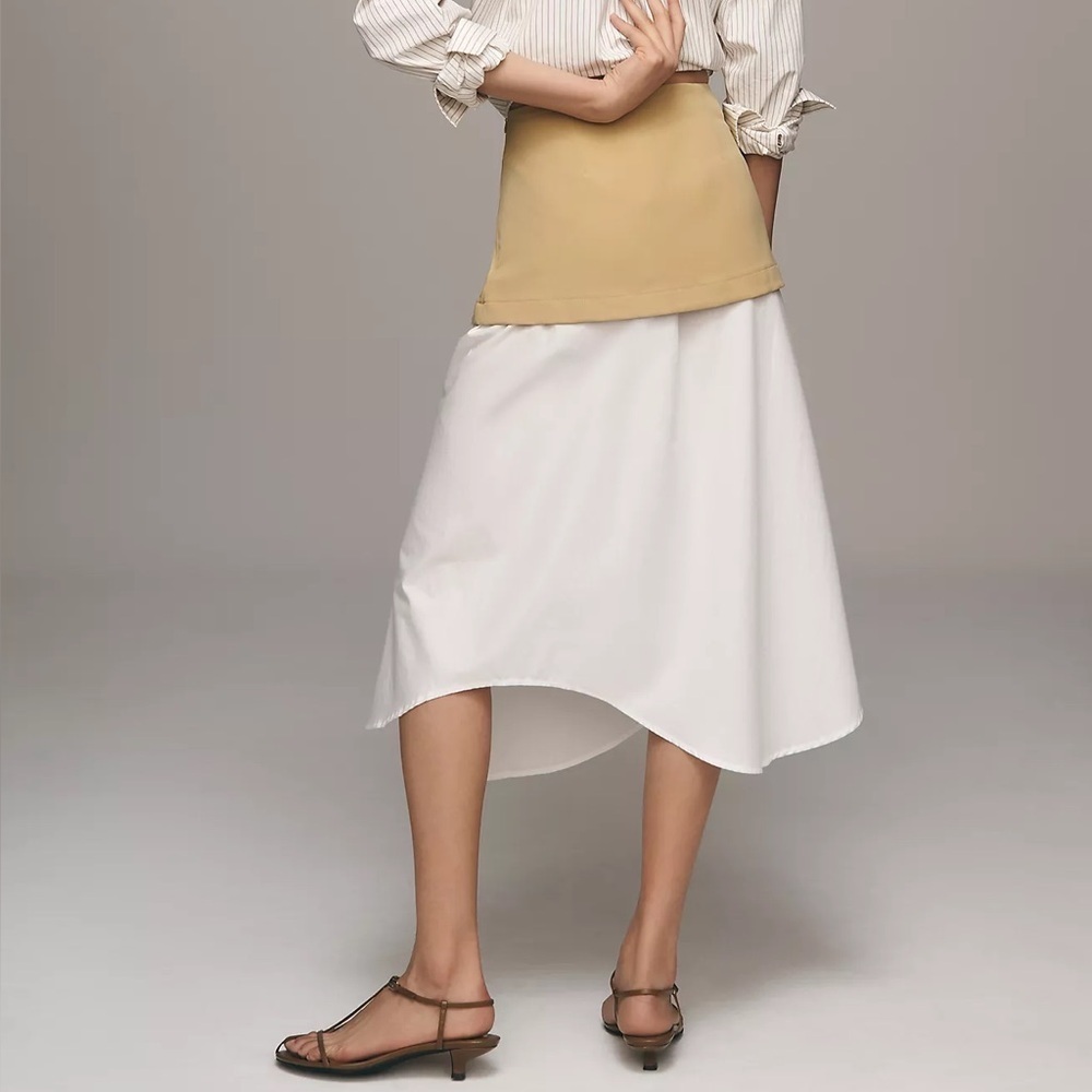 NWT! Anthropologie Maeve Layered Shirttail Midi Skirt Small 🅰️